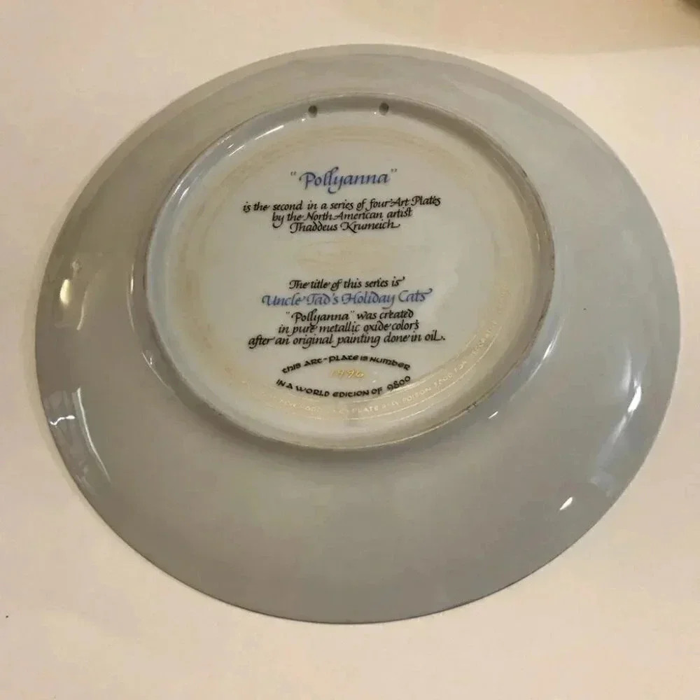 Anna Perenna Uncle Tad's Holiday Cats “Pollyanna” Thaddeus Krumeich Cat Plate - Picture 5 of 14